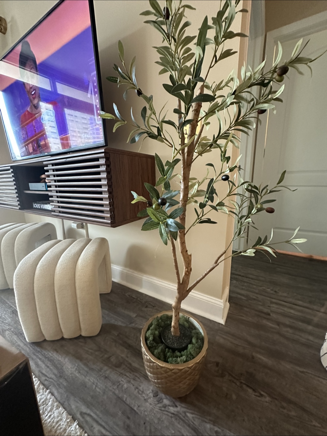 Faux Olive Tree in Gold Pot