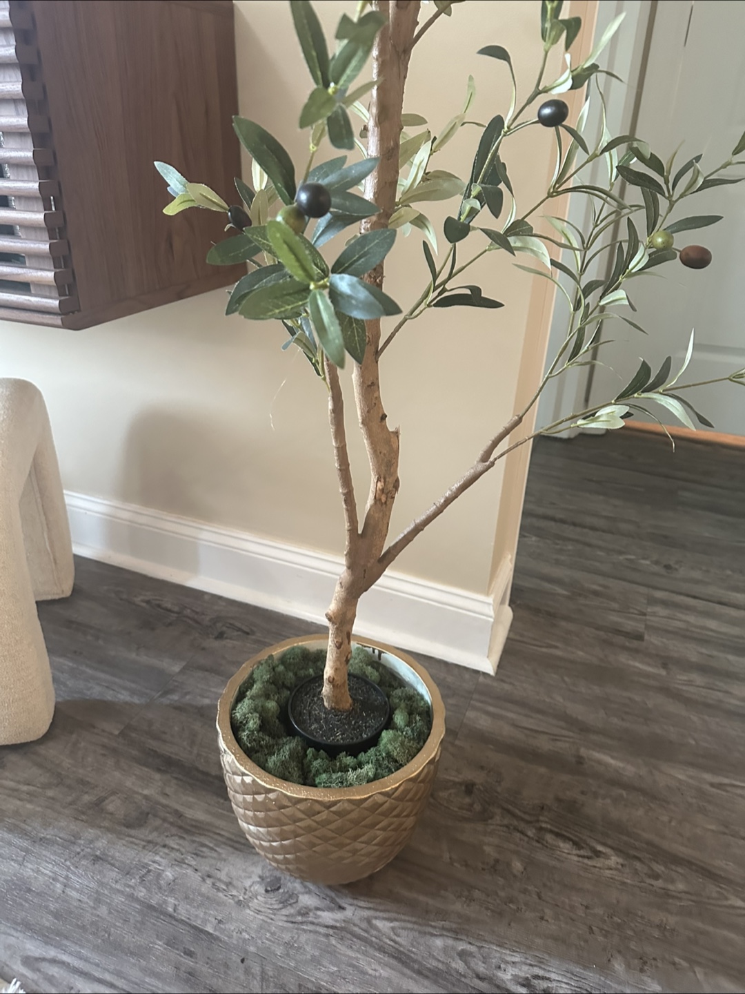 Faux Olive Tree in Gold Pot - photo 2