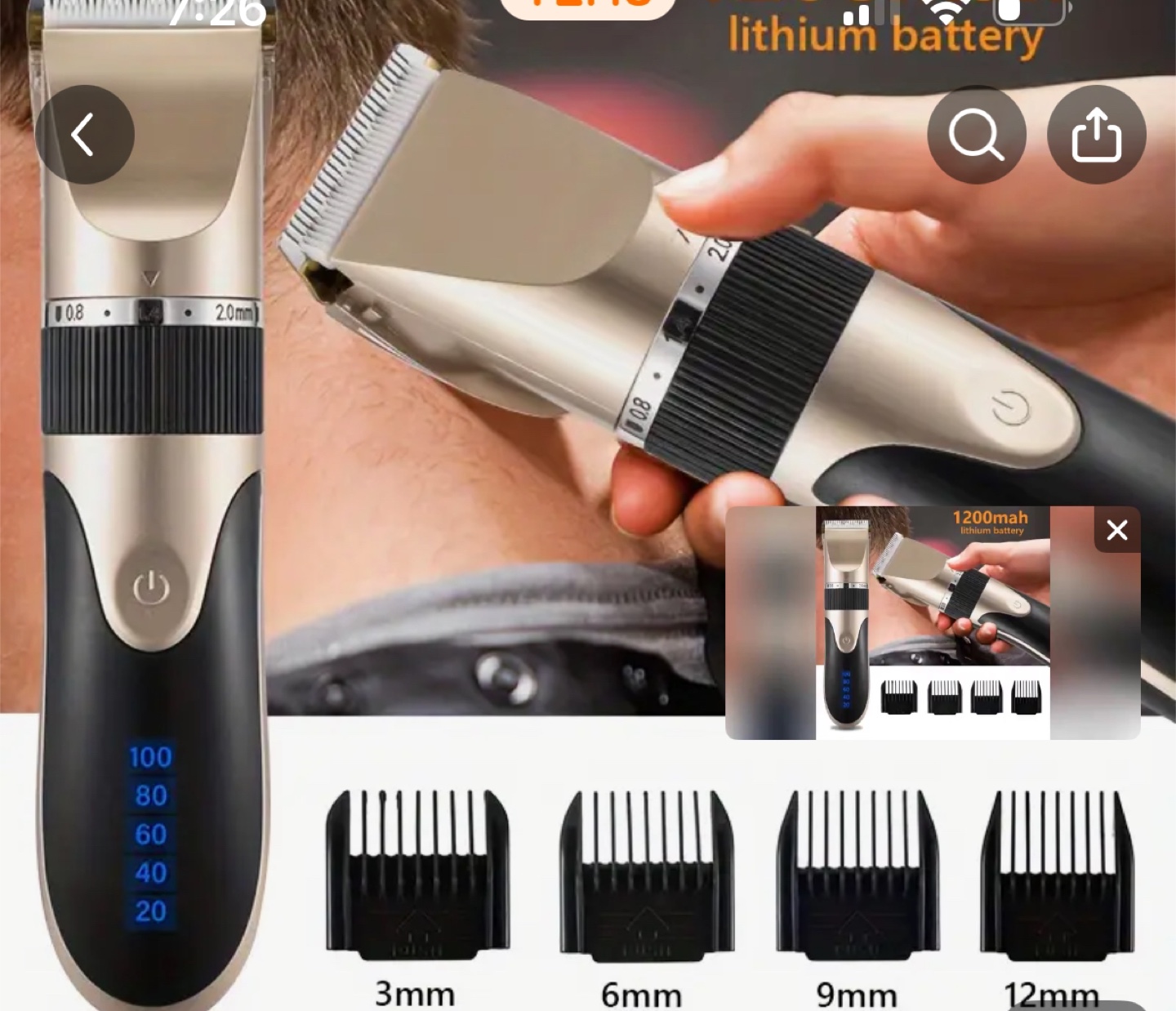 Cordless Hair Clipper with Multiple Guide Combs