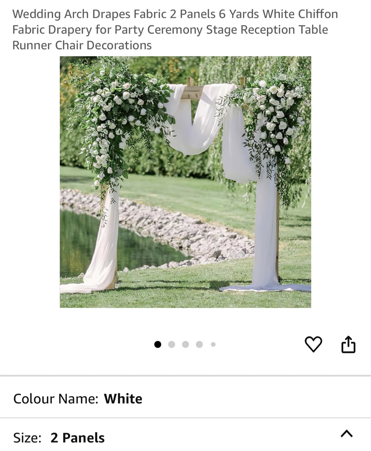 Wedding Arch Drape Fabric - White Chiffon - photo 2