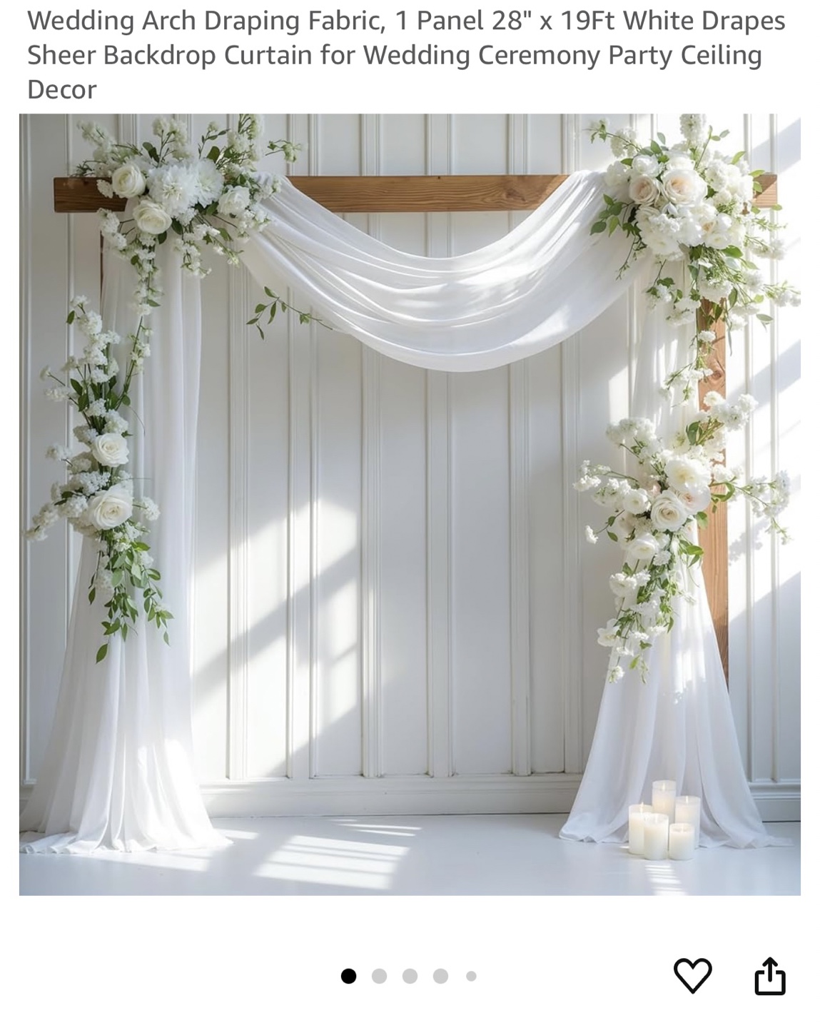 Wedding Arch Drape Fabric - White Chiffon