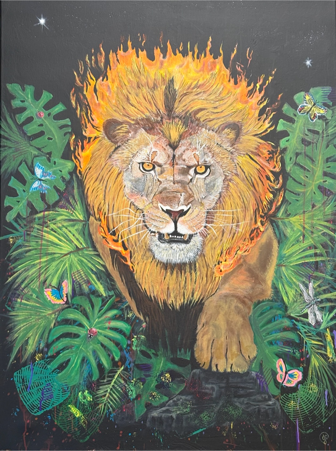 Fiery Lion Canvas Painting