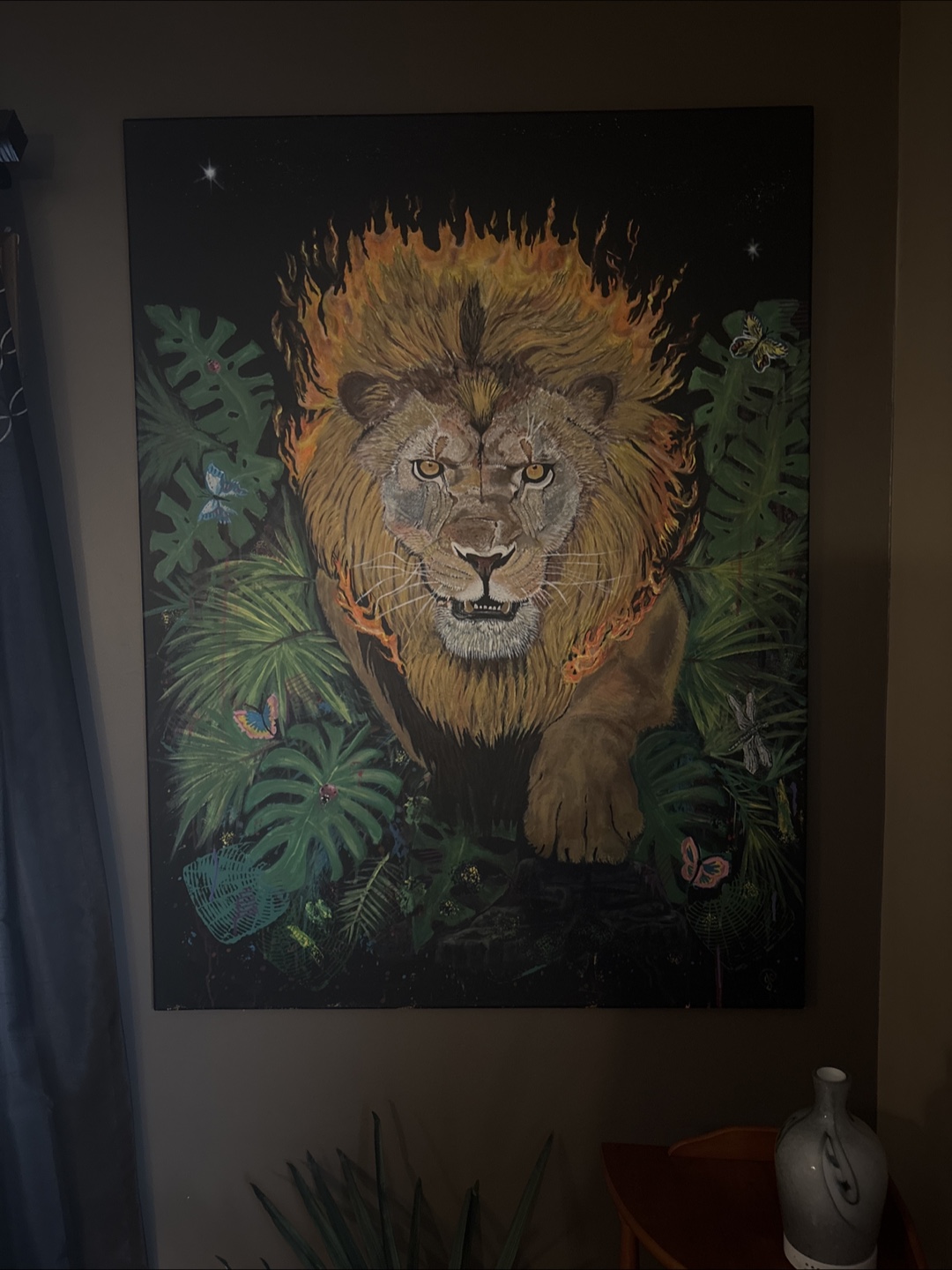 Fiery Lion Canvas Painting - photo 2