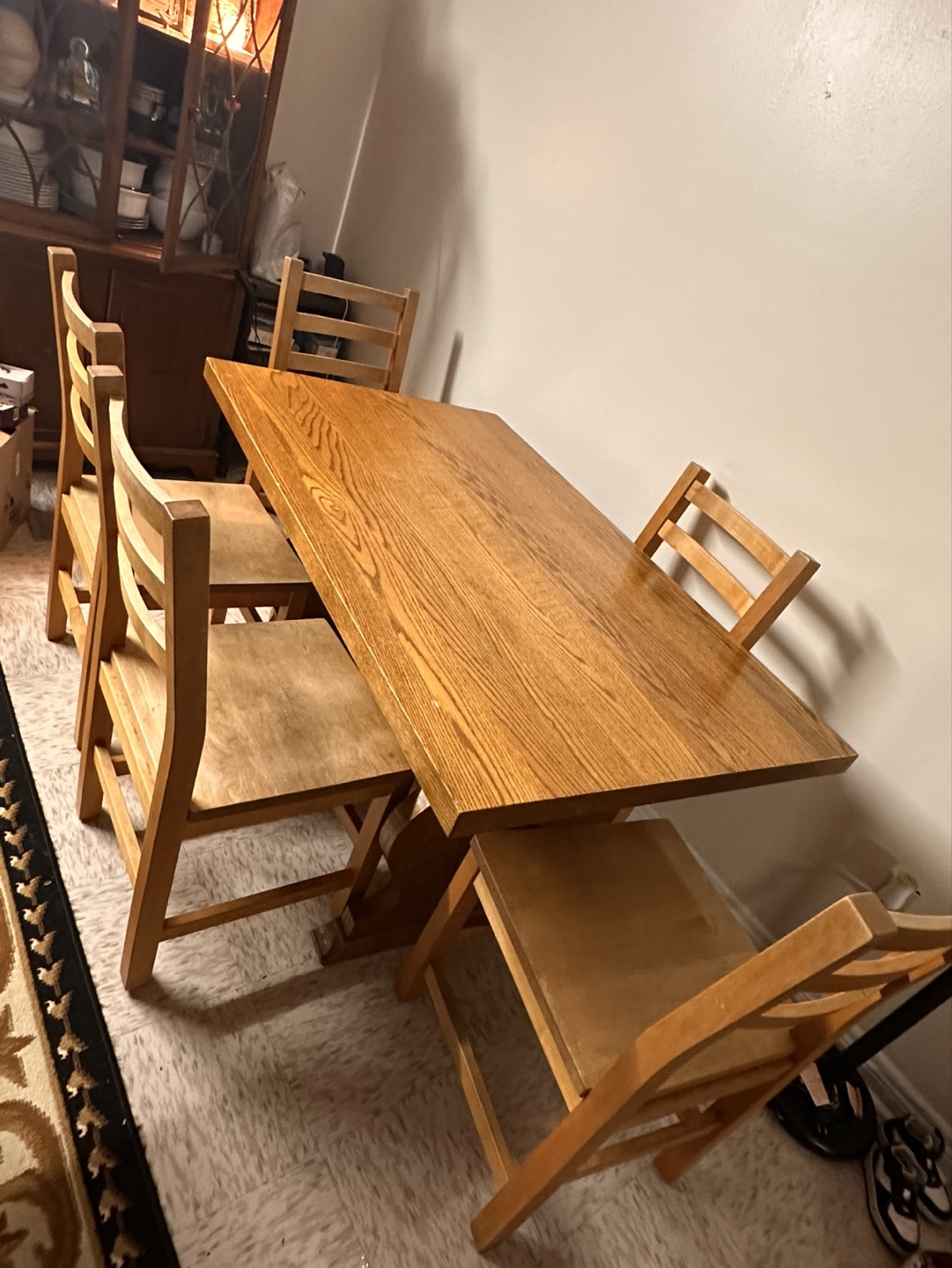 SolidWood Dining Table Set with Four Chairs