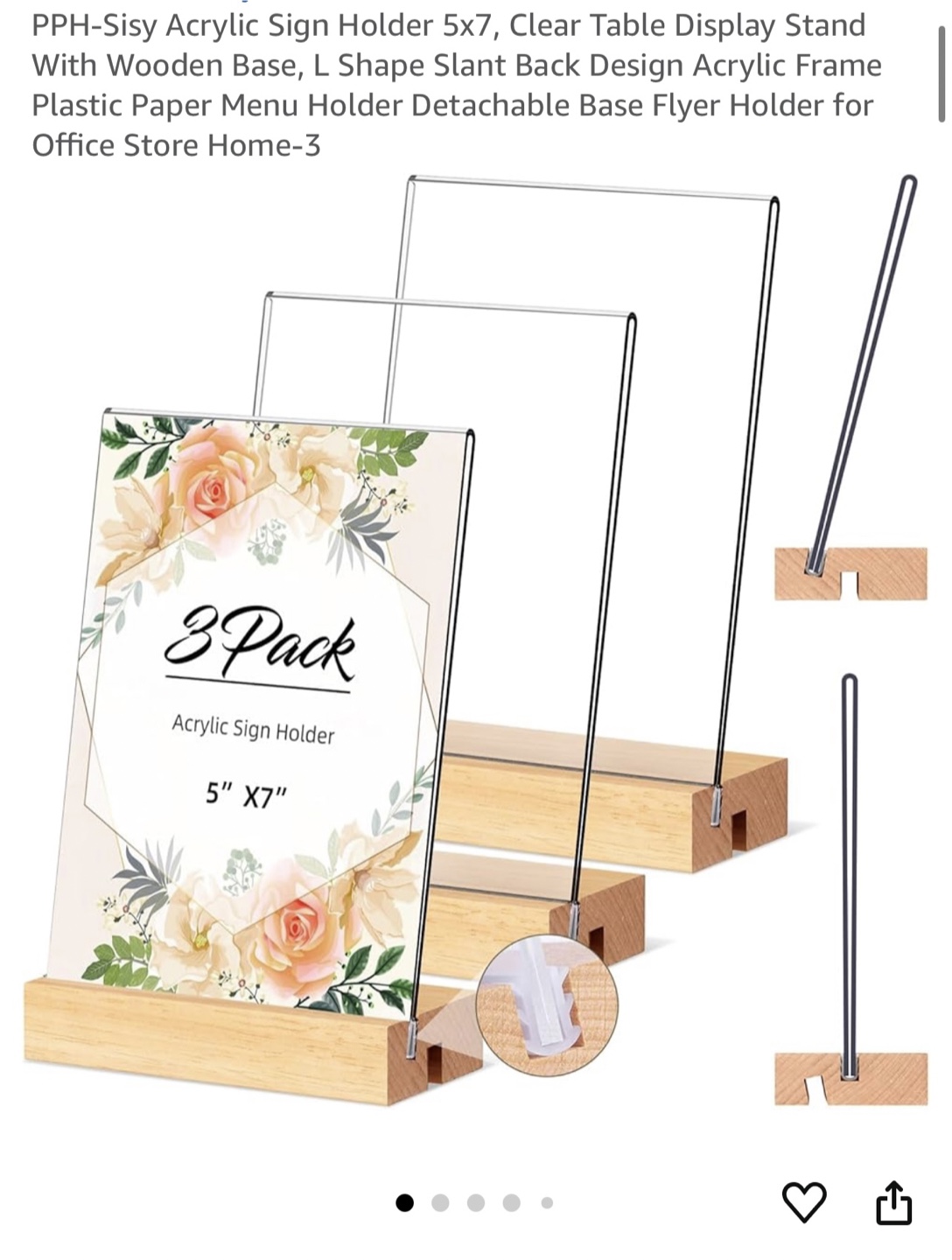 Acrylic Sign Holders 5x7 with Wooden Base