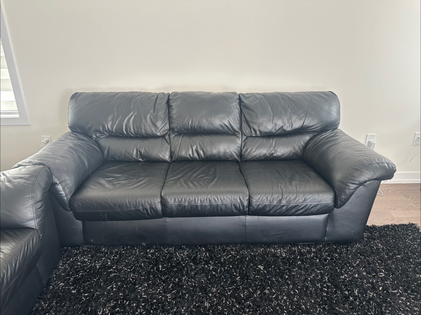 Black Leather Sofa and Loveseat Set - photo 3