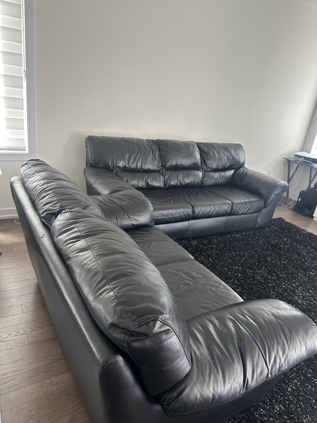 Black Leather Sofa and Loveseat Set - photo 2