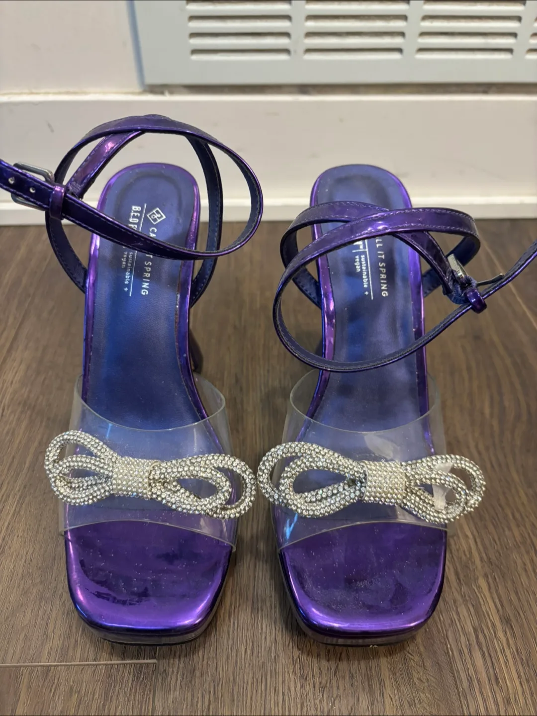Purple Platform Heels with Rhinestone Bow thumbnail