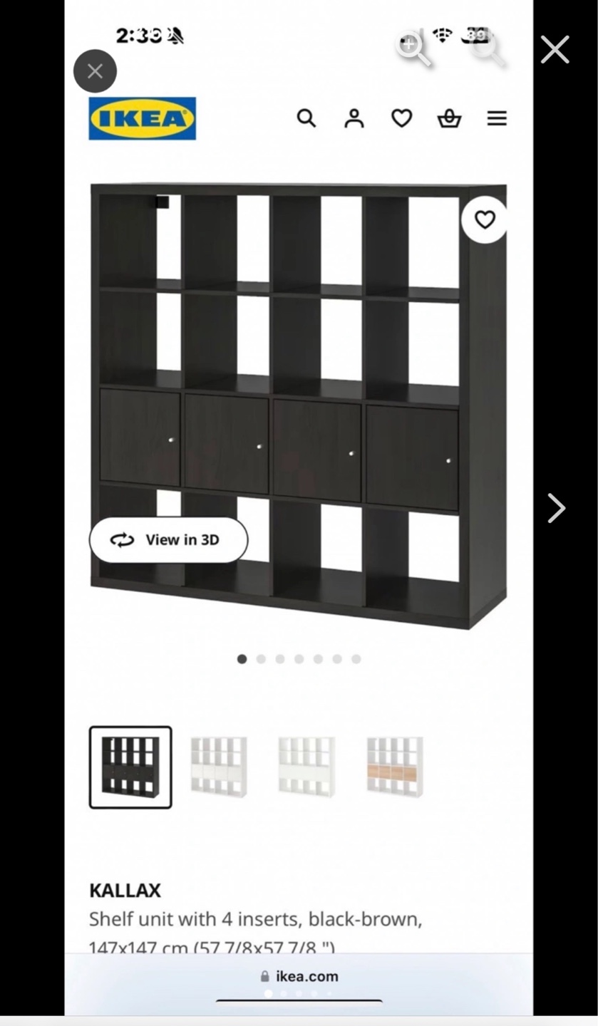IKEA KALLAX Shelving Unit - Black-Brown
