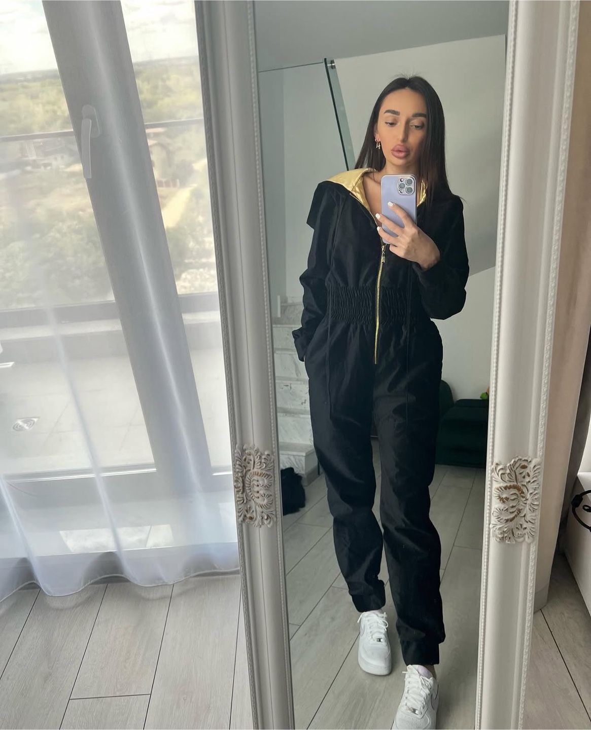 Black Velvet Hooded Jumpsuit - photo 5