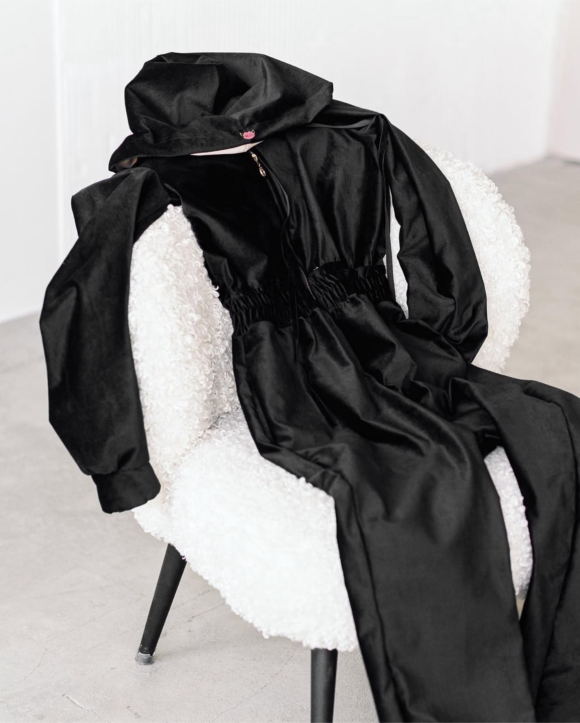 Black Velvet Hooded Jumpsuit - photo 3