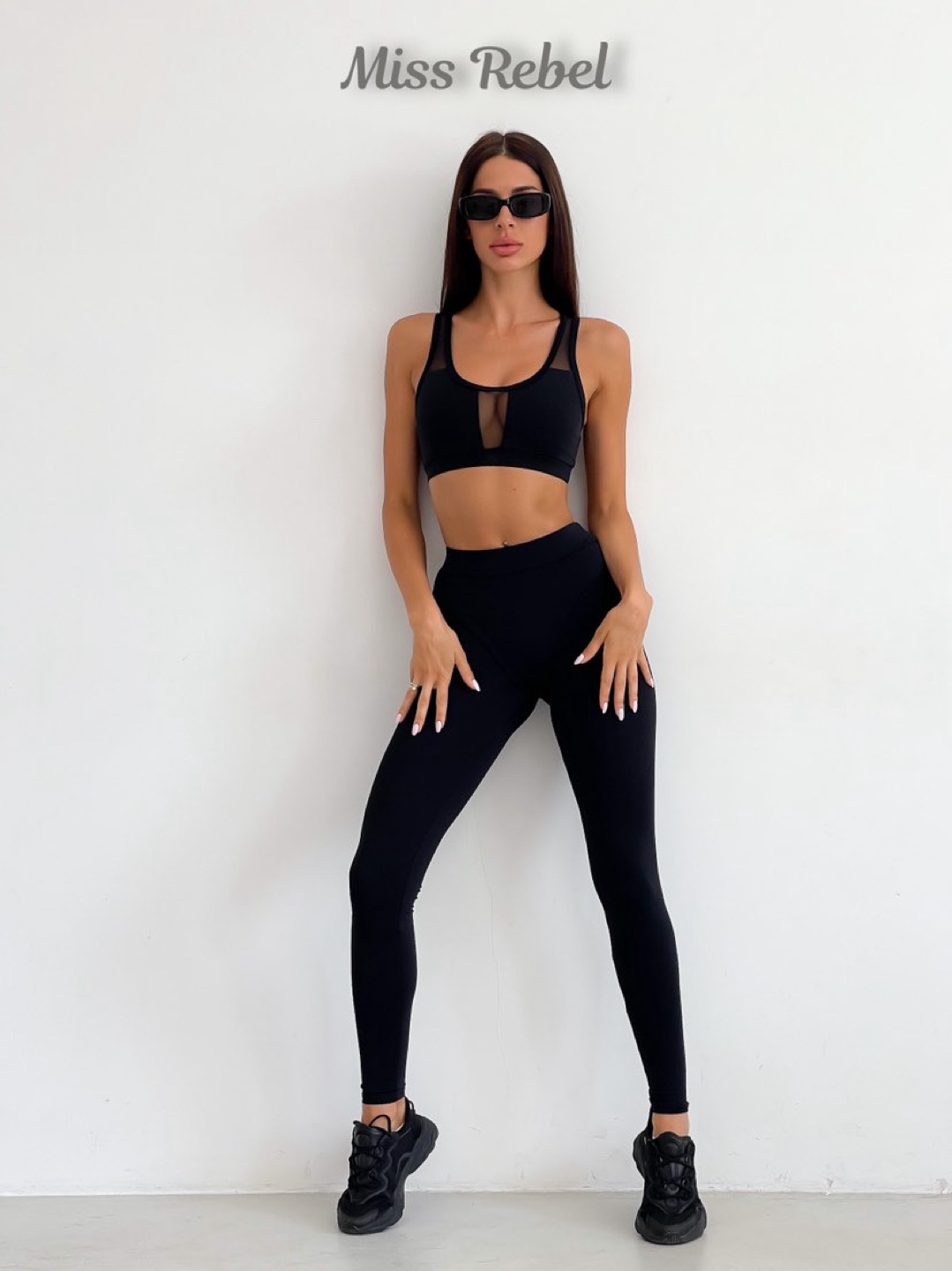Miss Rebel Black Sports Bra and Leggings Set