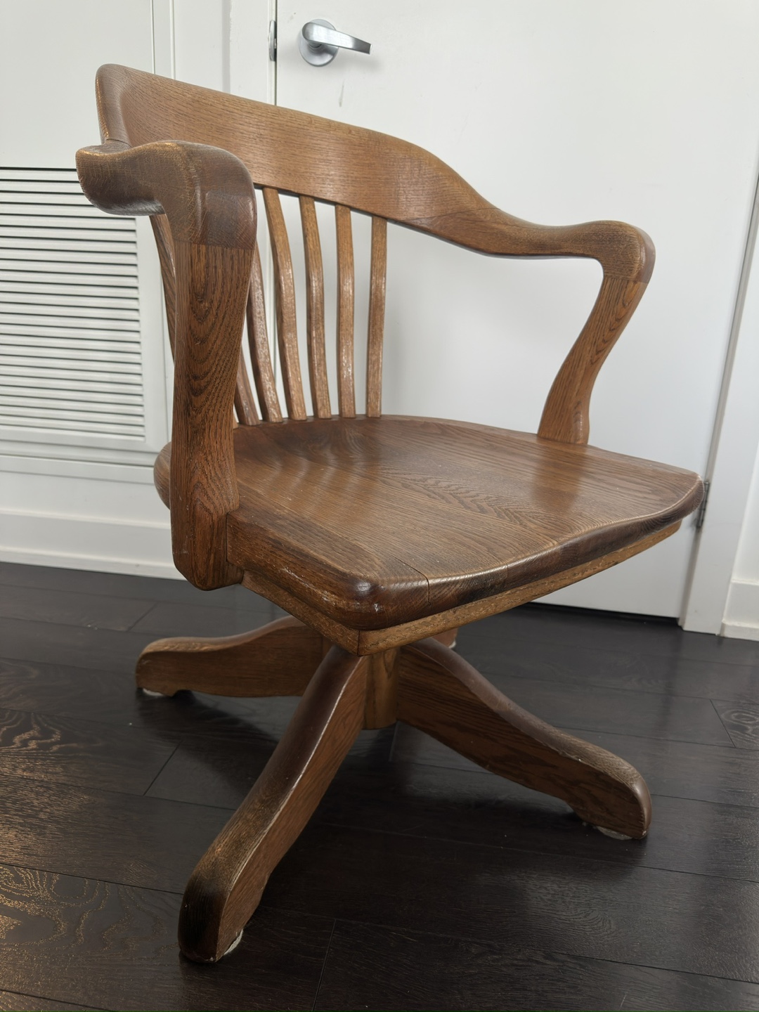 Antique Wooden Swivel Office Chair - photo 4