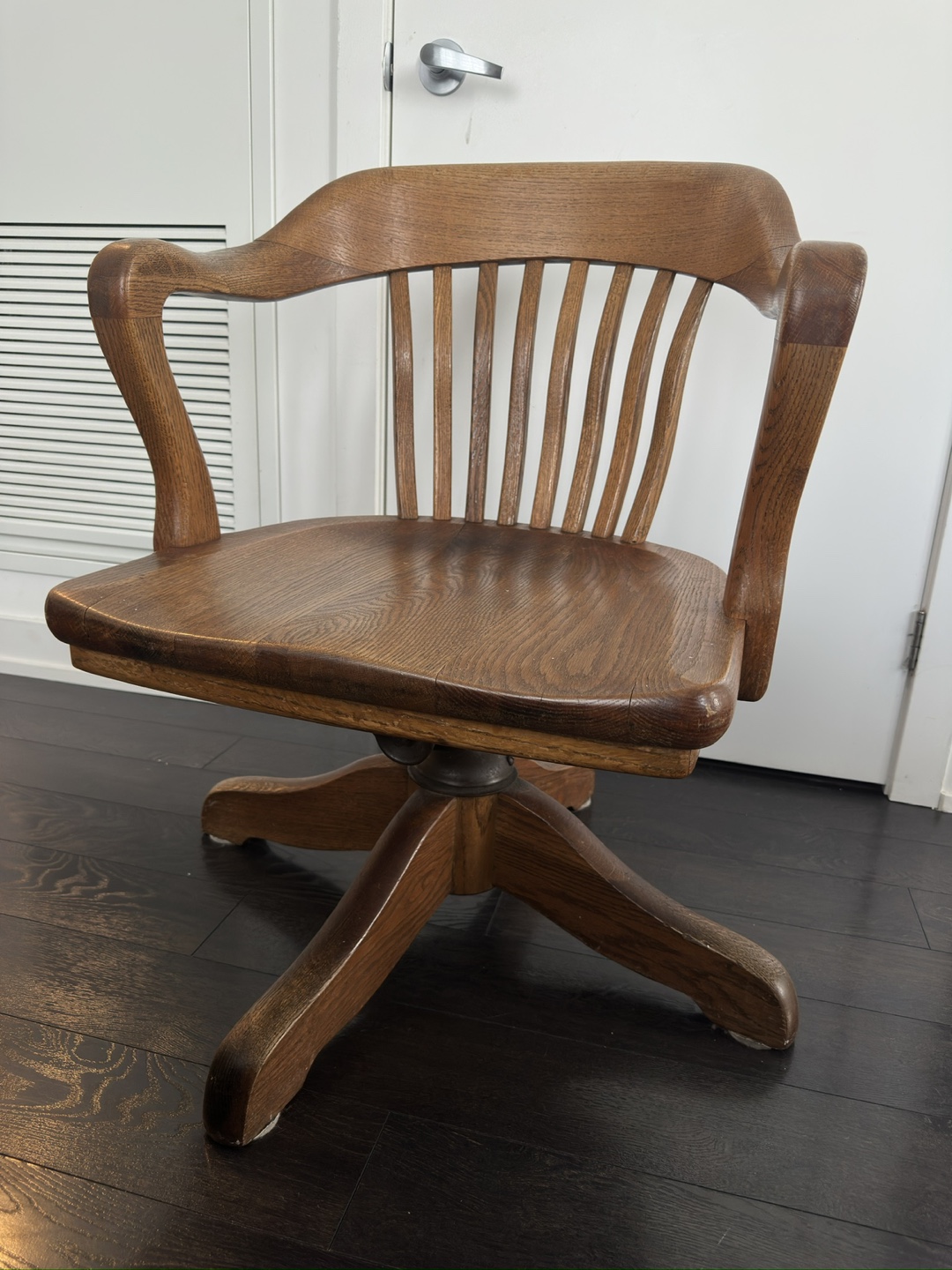 Antique Wooden Swivel Office Chair - photo 5