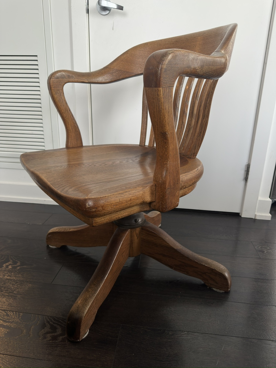 Antique Wooden Swivel Office Chair - photo 3