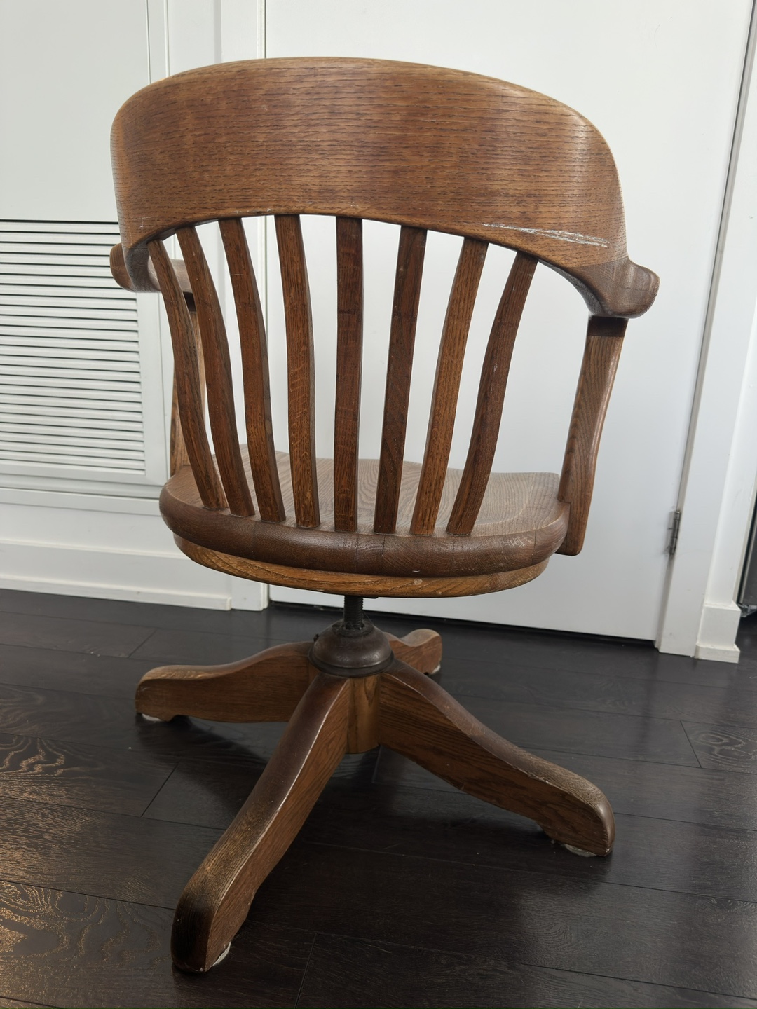 Antique Wooden Swivel Office Chair - photo 2