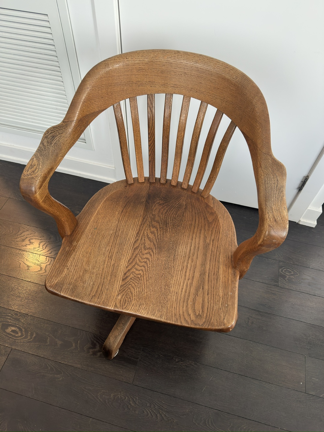 Antique Wooden Swivel Office Chair