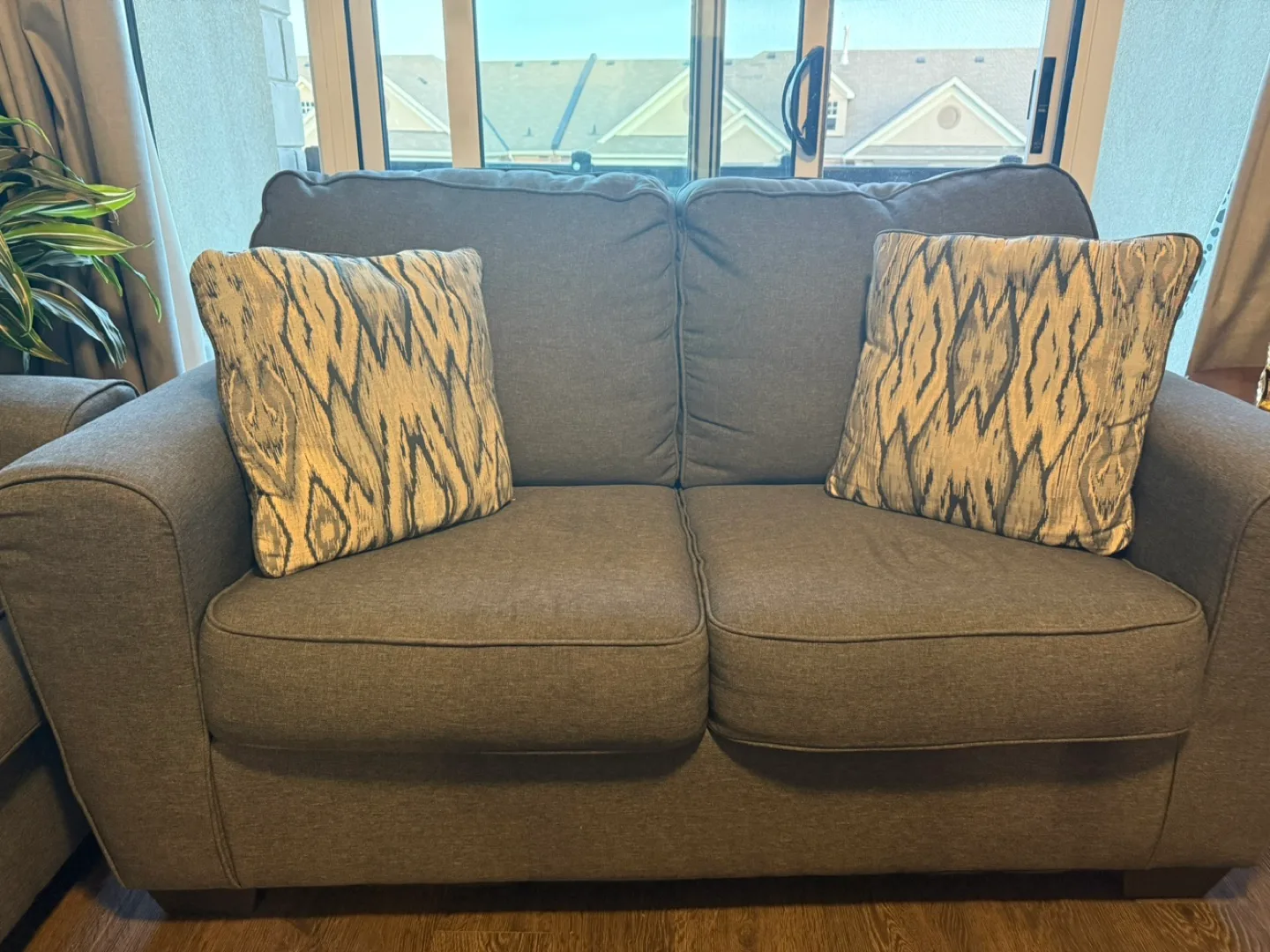 Grey Fabric Sofa Set - Sofa, Loveseat and Accent Chair image indicator(2)