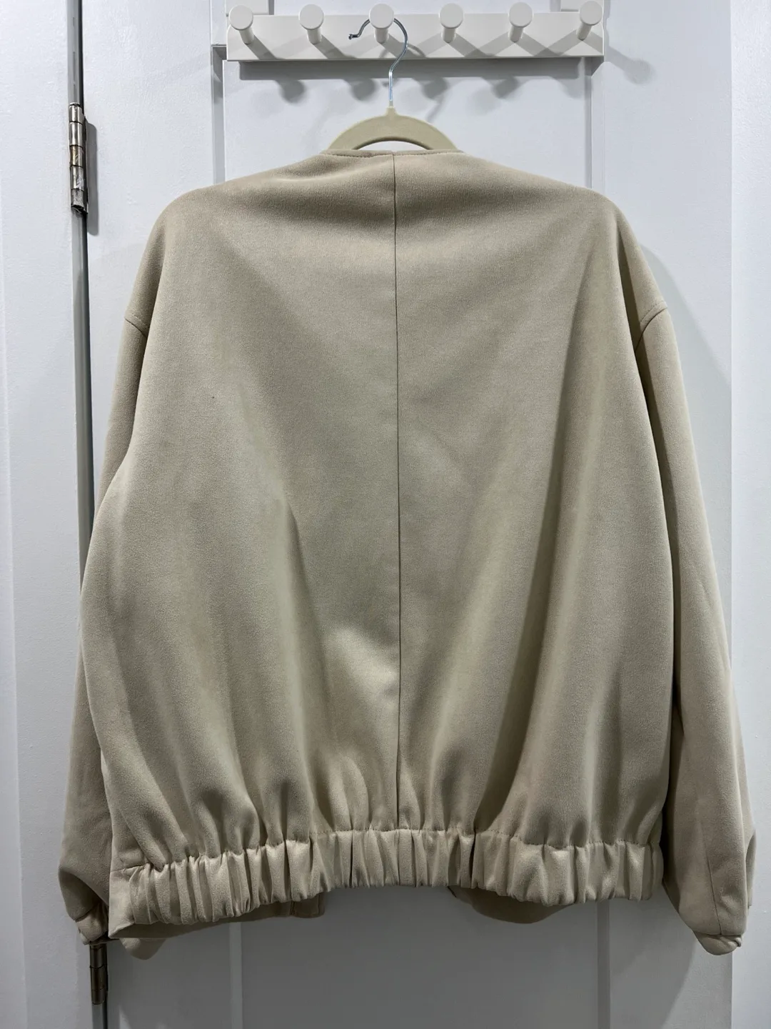 Zara Faux Suede Beige Bomber Jacket image indicator(4)