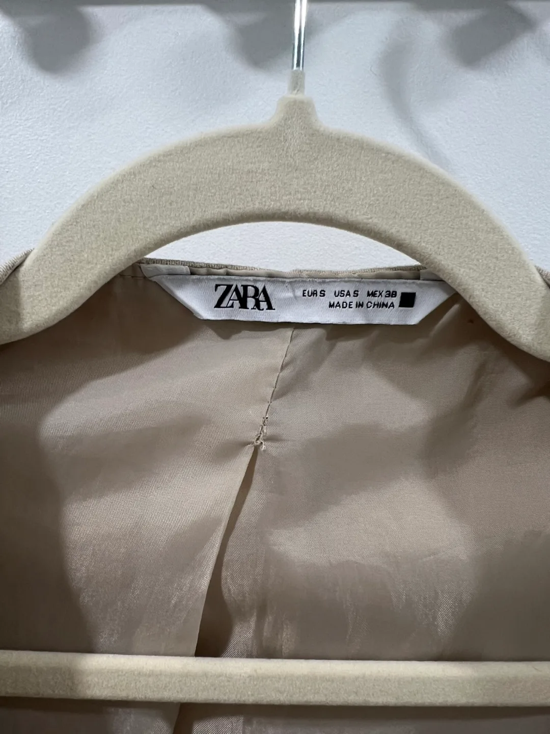 Zara Faux Suede Beige Bomber Jacket image indicator(3)
