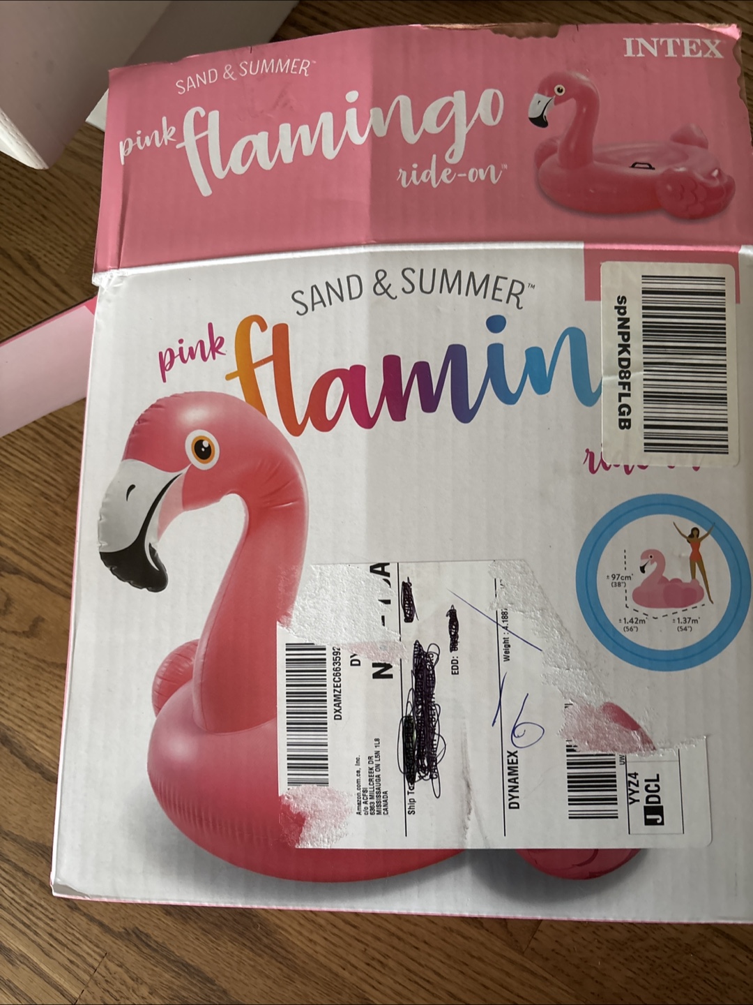 Inflatable Pink Flamingo Ride-On