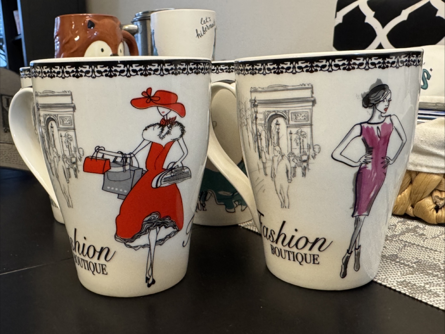 Set of Four Fashion Boutique Mugs