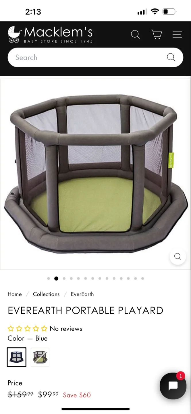 EverEarth Portable Playard - Grey and green
