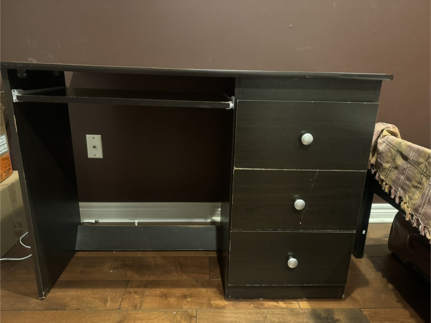 Dark Brown Wooden Desk with Three Drawers - photo 2