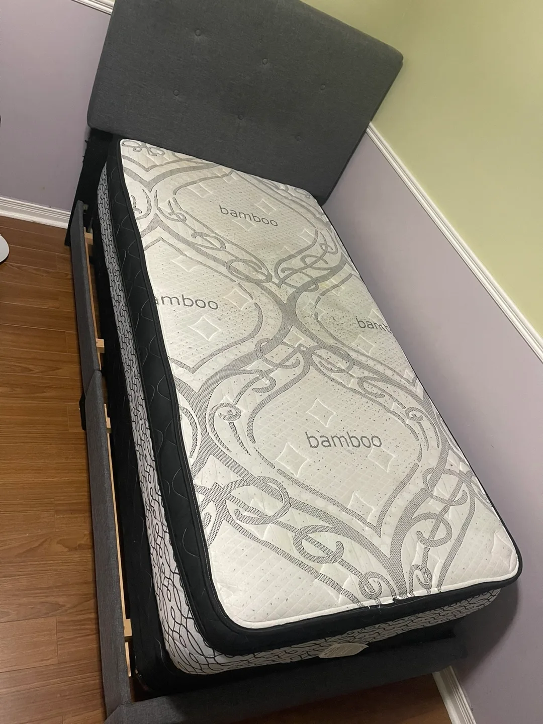 Single/Twin Bed Frame with Headboard, mattress included thumbnail