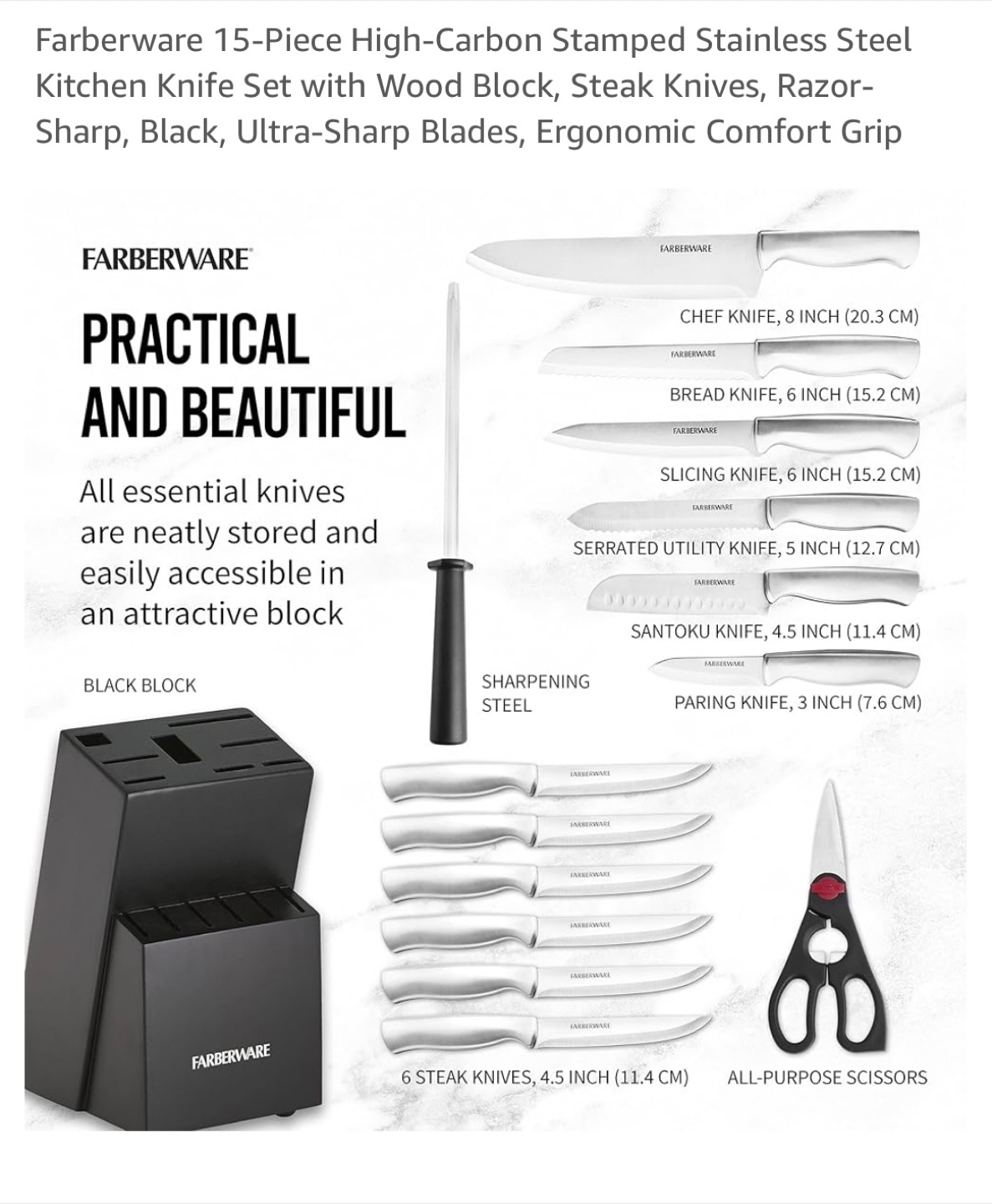 Farberware 14-Piece Knife Set with Block - photo 3
