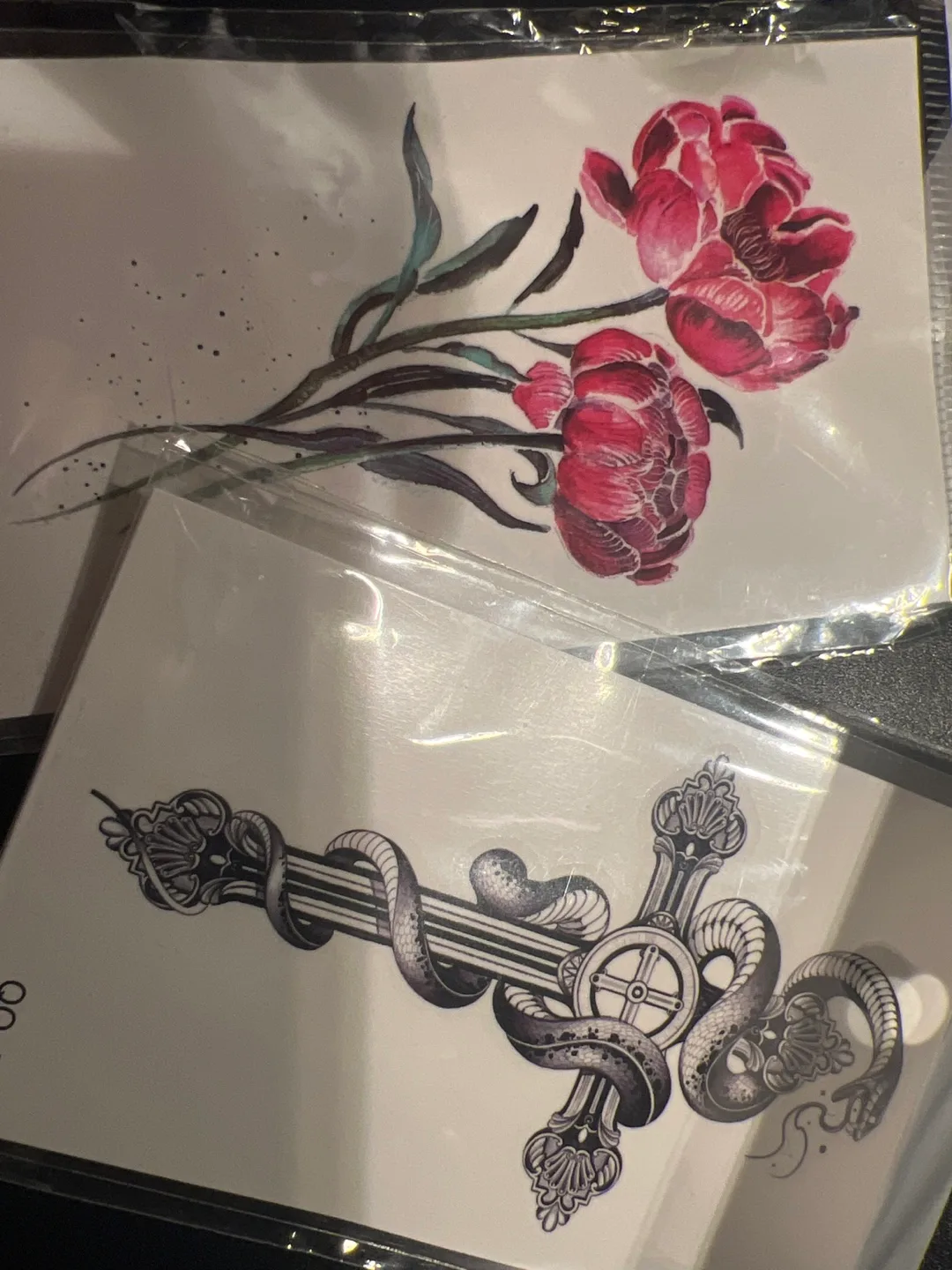 Two Temporary Tattoos: Floral and Snake Cross thumbnail