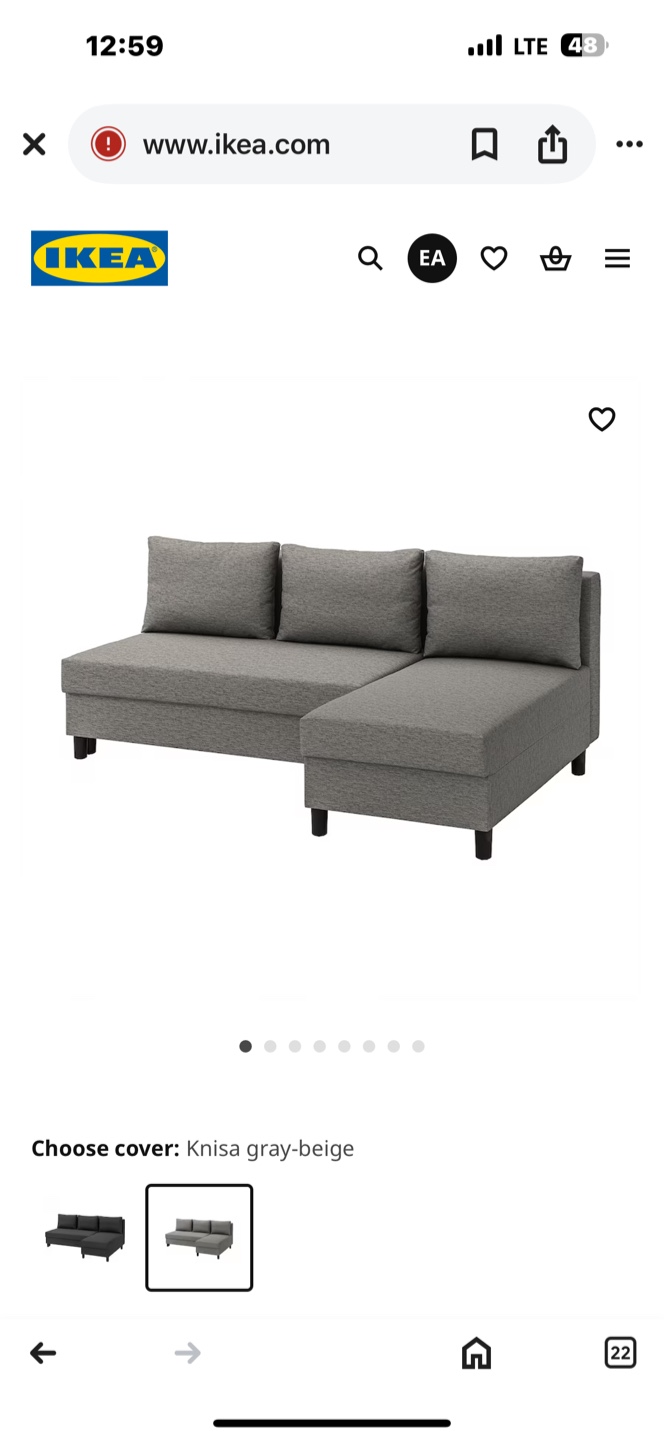 IKEA KNISA Gray-Beige Sectional Sofa Bed