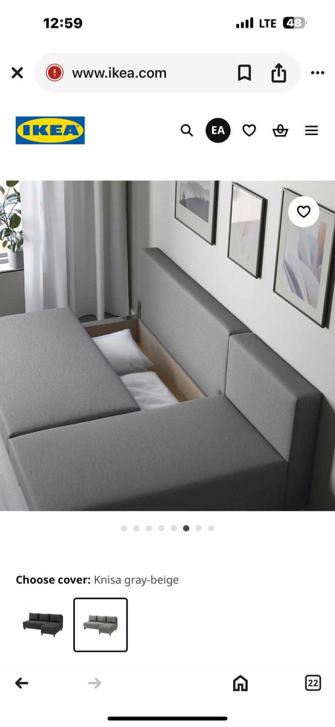 IKEA KNISA Gray-Beige Sectional Sofa Bed - photo 3