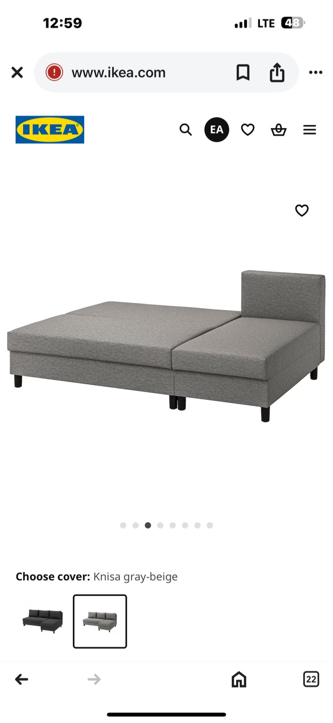 IKEA KNISA Gray-Beige Sectional Sofa Bed - photo 2