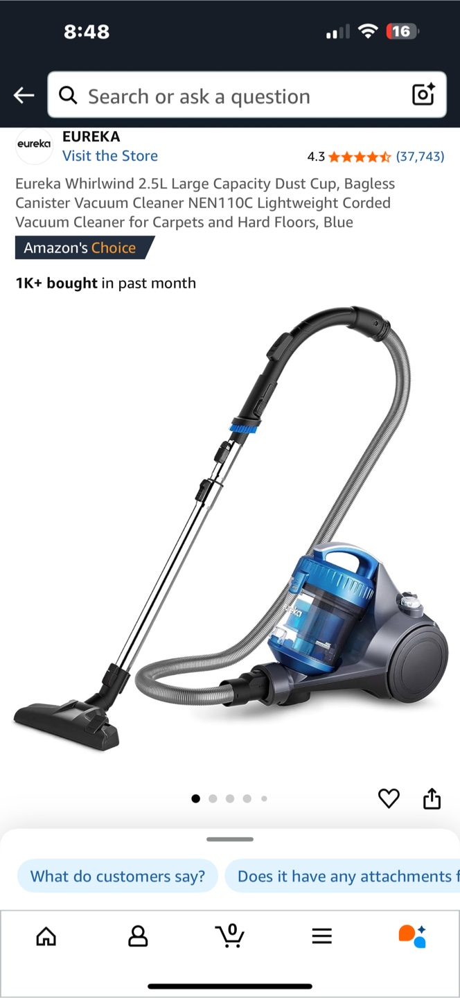 Eureka Whirlwind Canister Vacuum Cleaner