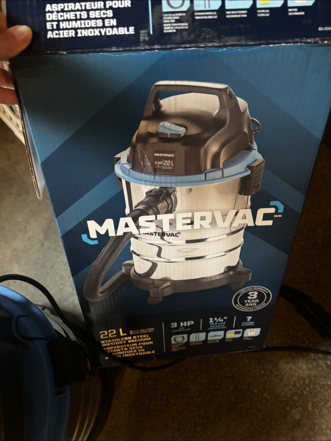 MasterVac 22L 3 HP Stainless Steel Wet/Dry Vacuum - photo 2