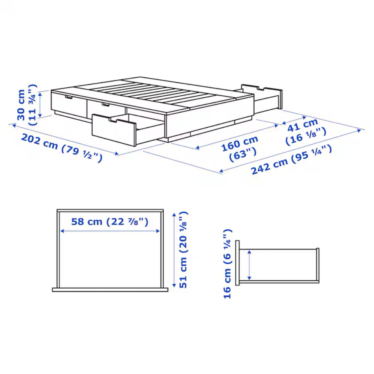 Ikea NORDLI Queen Platform Bed Frame with Storage Drawers - photo 5