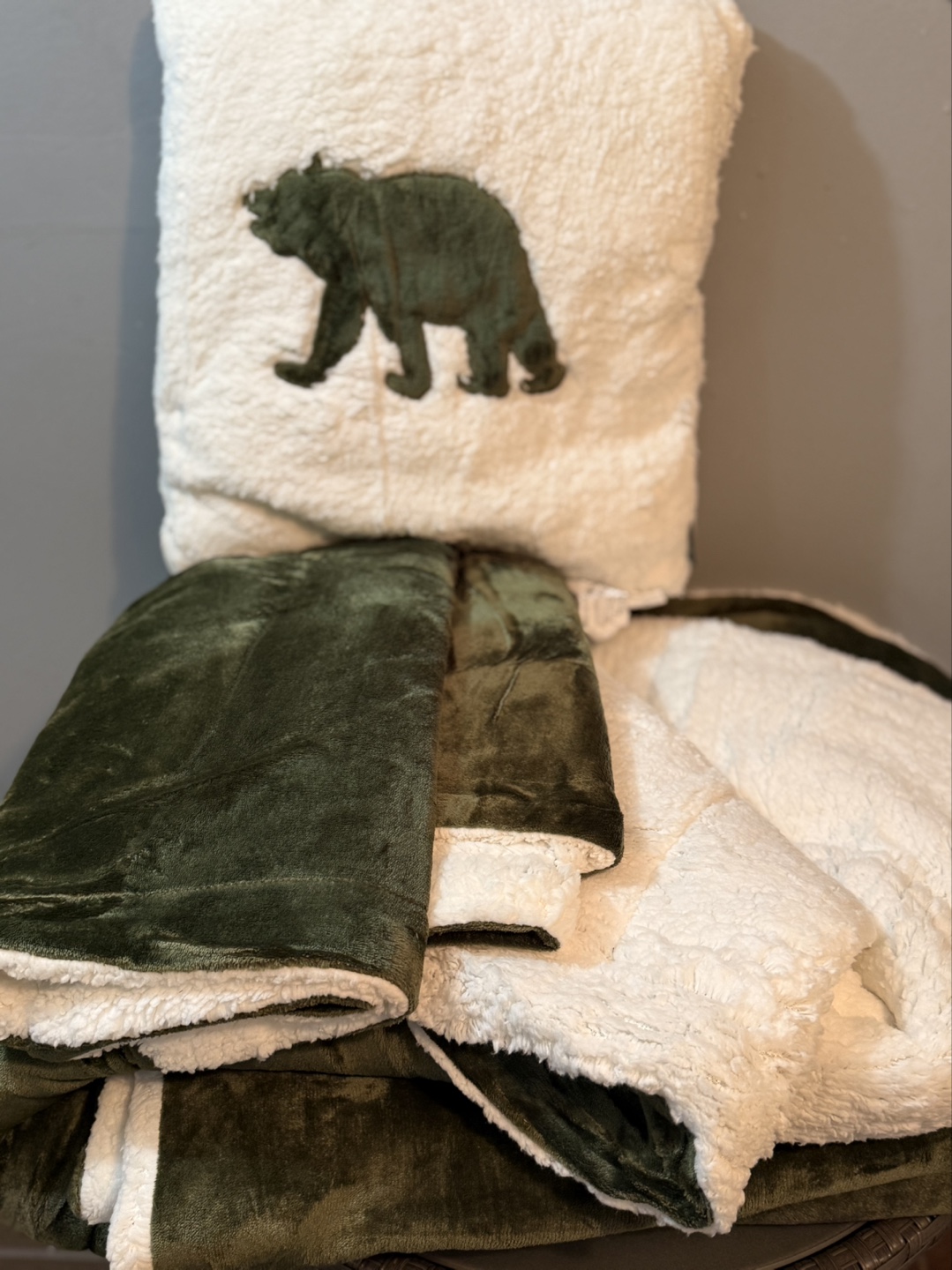Woolrich King Size Sherpa Comforter Set - Olive Green - photo 4