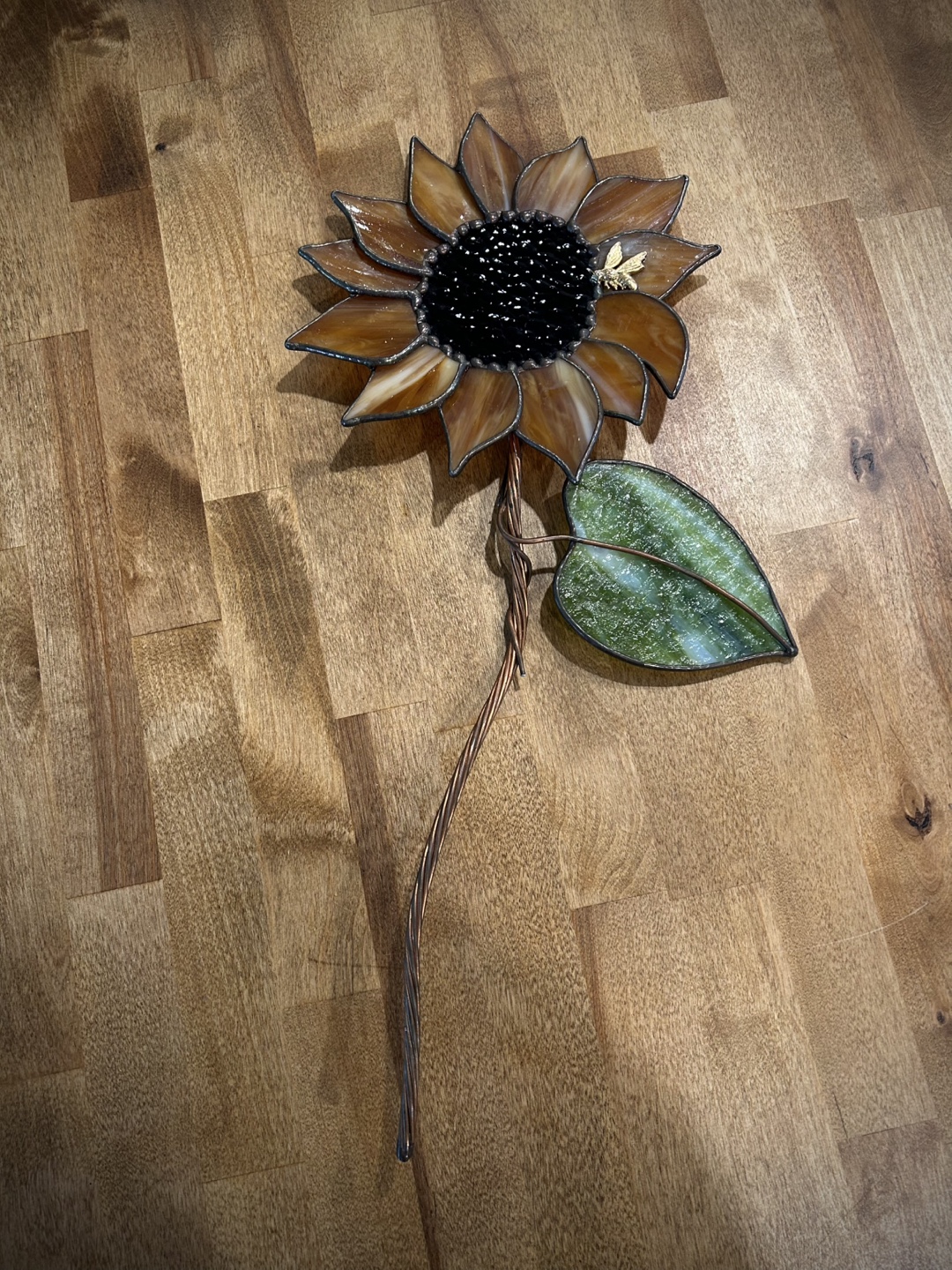 Stained Glass Sunflower with Bee Accent - photo 2