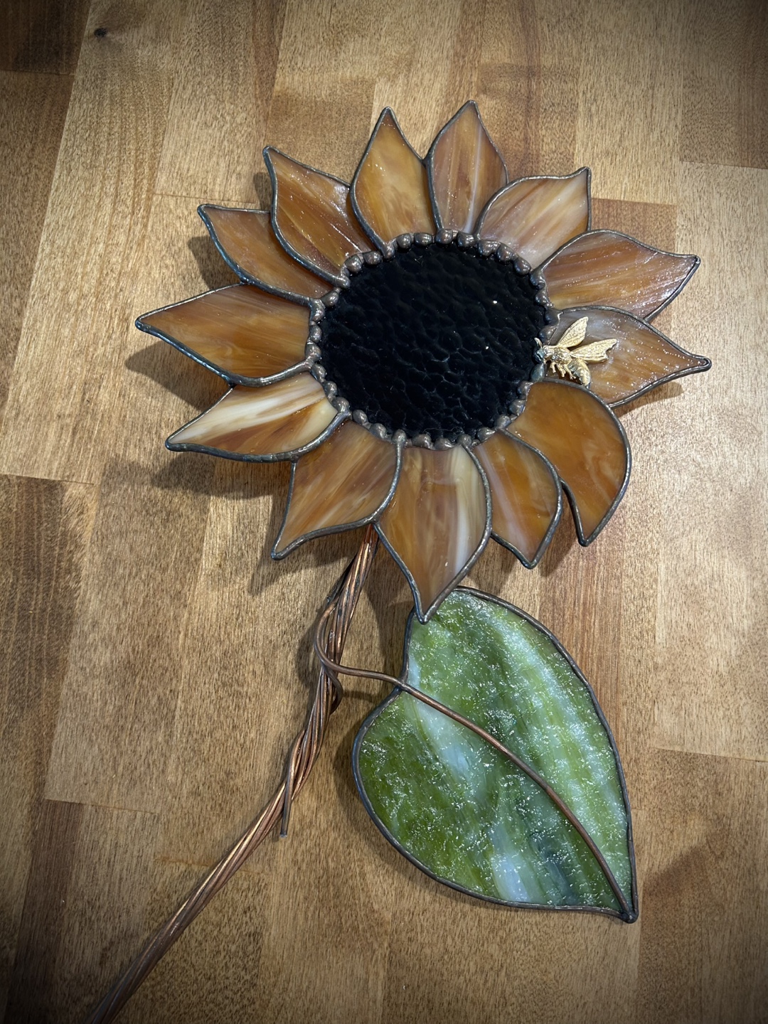 Stained Glass Sunflower with Bee Accent - photo 4