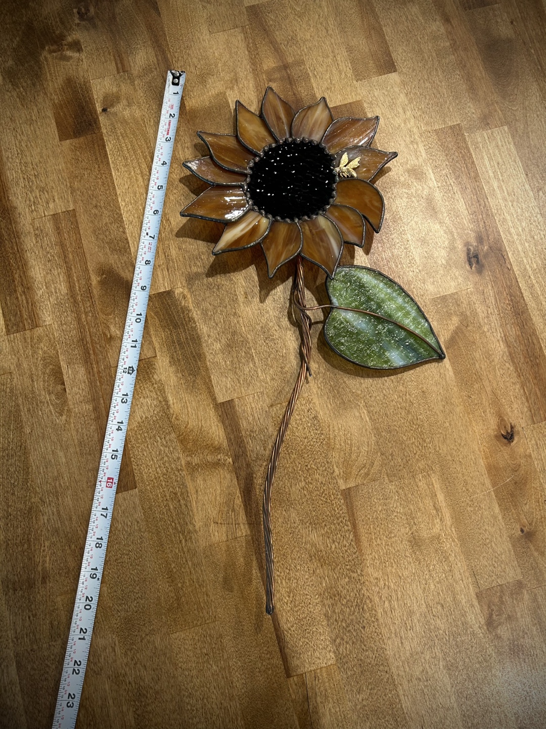 Stained Glass Sunflower with Bee Accent - photo 3