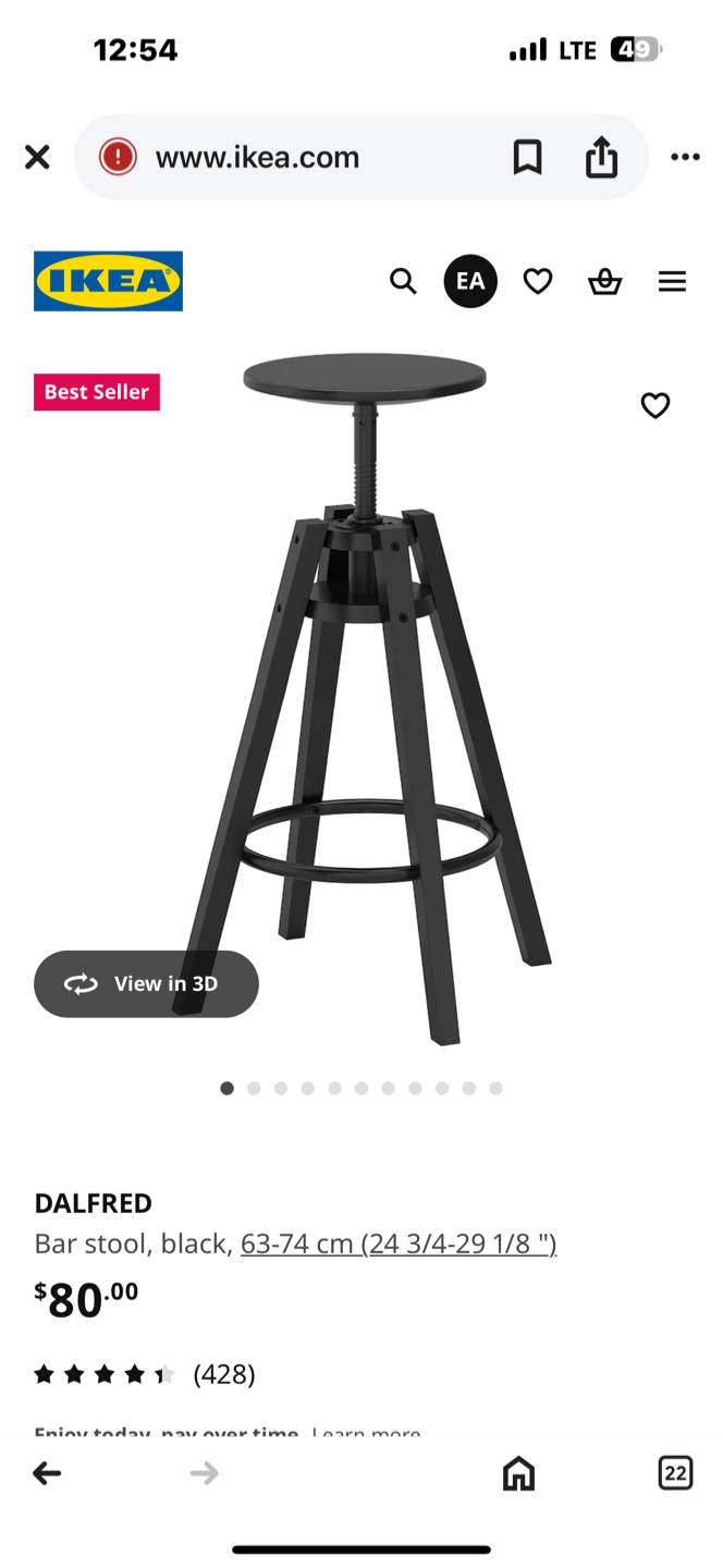 IKEA DALFRED Bar Stool - Black and table - photo 2