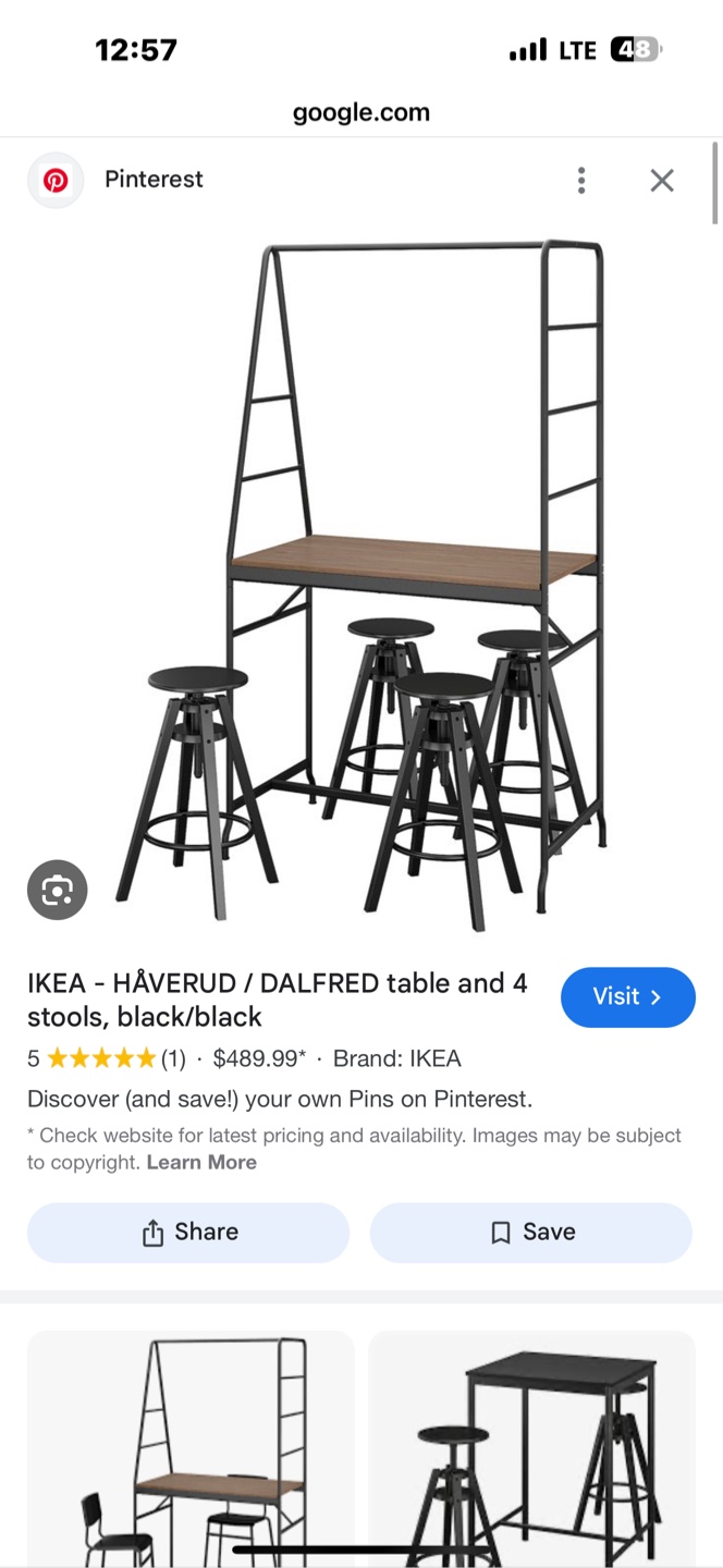 IKEA DALFRED Bar Stool - Black and table