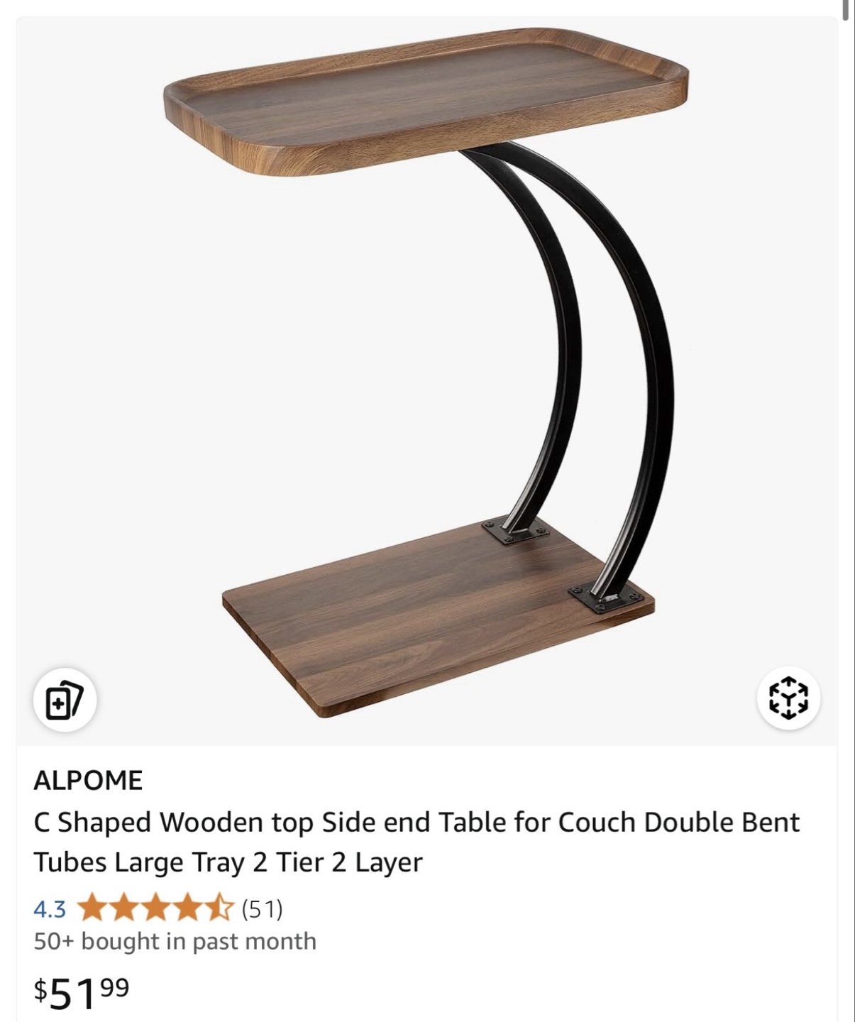 ALPOME C-Shaped Side End Table - photo 2