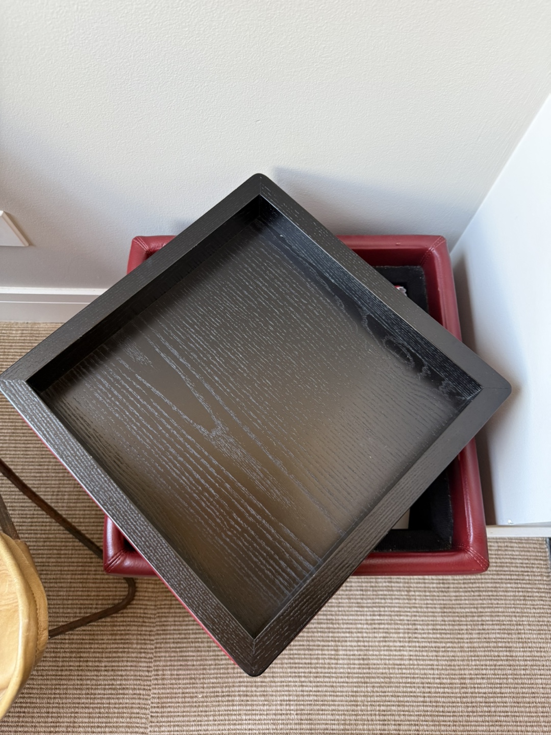 Red Leather Storage Ottoman - photo 2