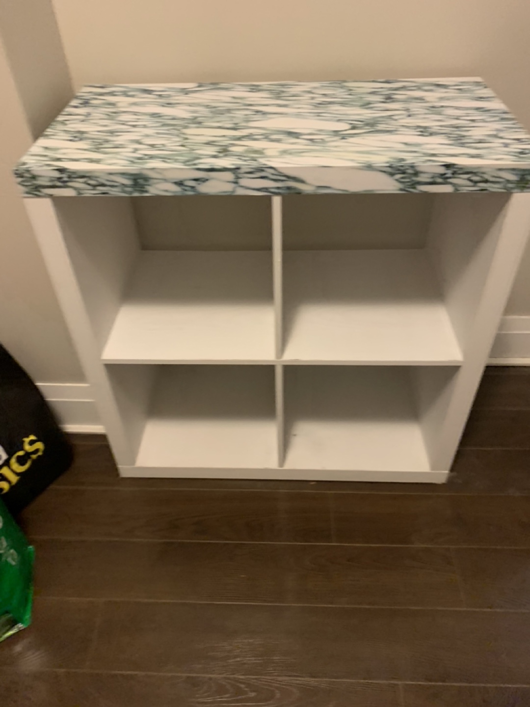 White Cube Storage Organizer with Marble Top - photo 2