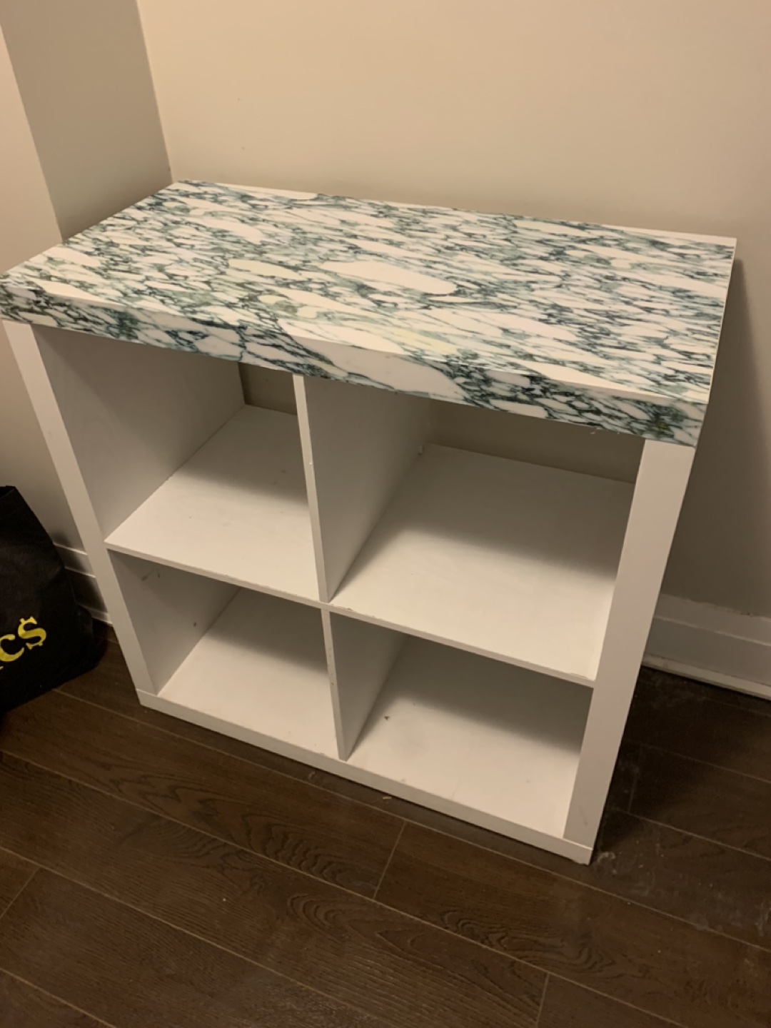White Cube Storage Organizer with Marble Top
