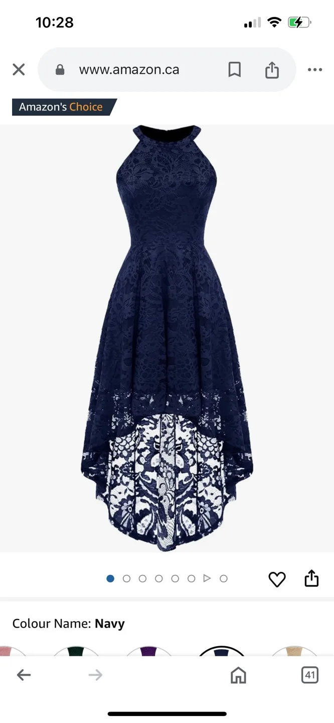 Navy Blue Lace High-Low Halter Dress thumbnail
