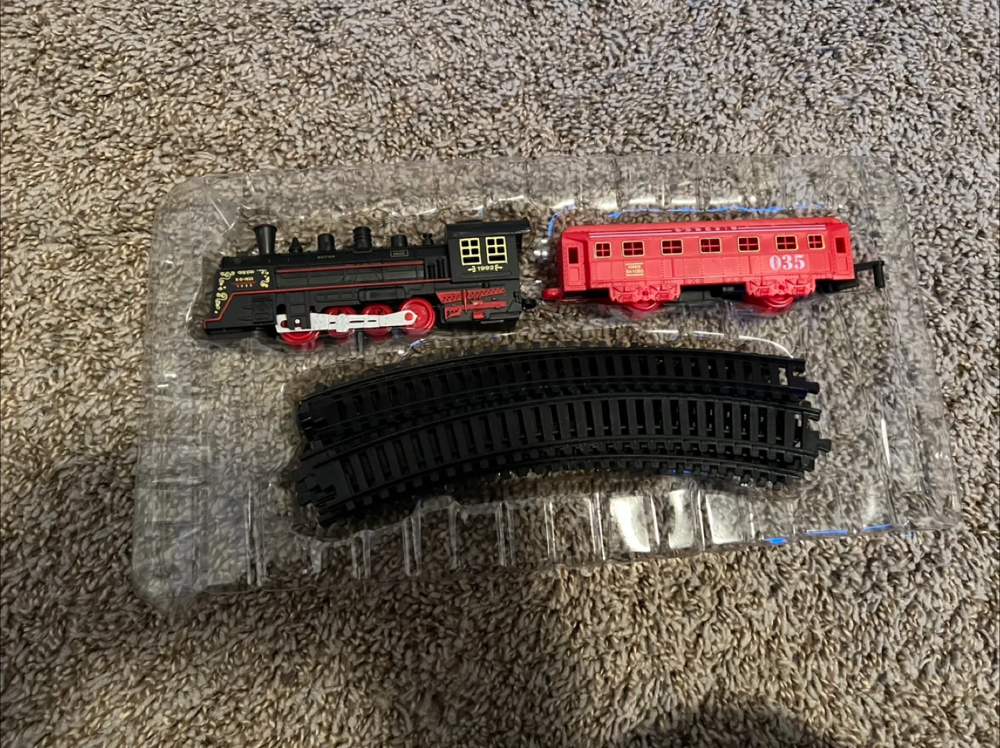 Vintage-Style Toy Train Set with Tracks thumbnail