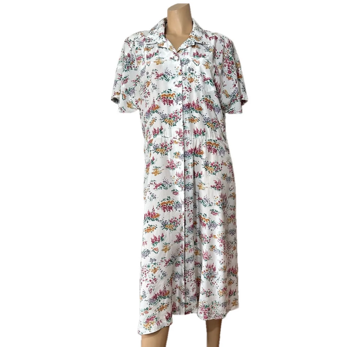 Vintage Maison Carroll Petites floral midi shirt dress 16 Petite thumbnail